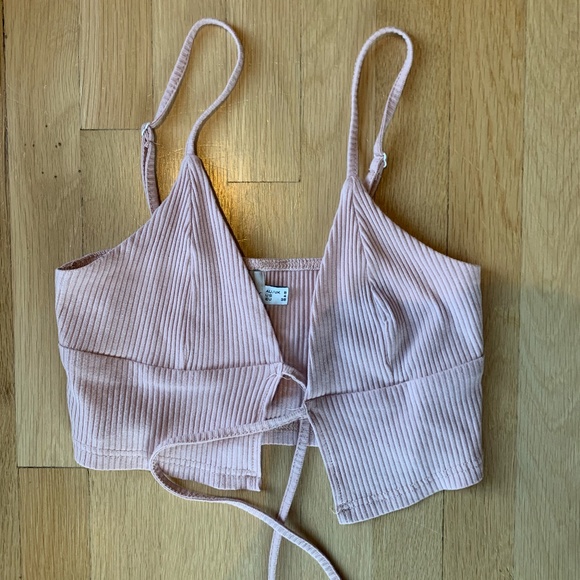 Princess Polly Tops - Princess Polly- Cropped Pink Tie Front Top